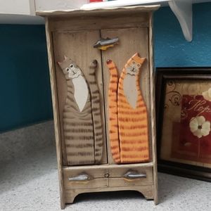 Cat jewelry box organizer with drawer